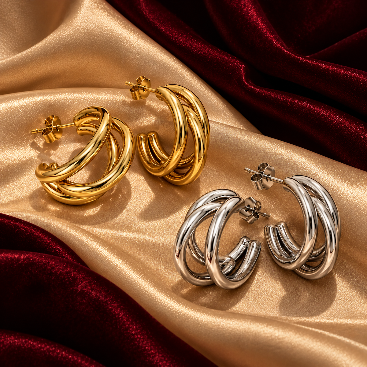 Luxe Triple Hoops